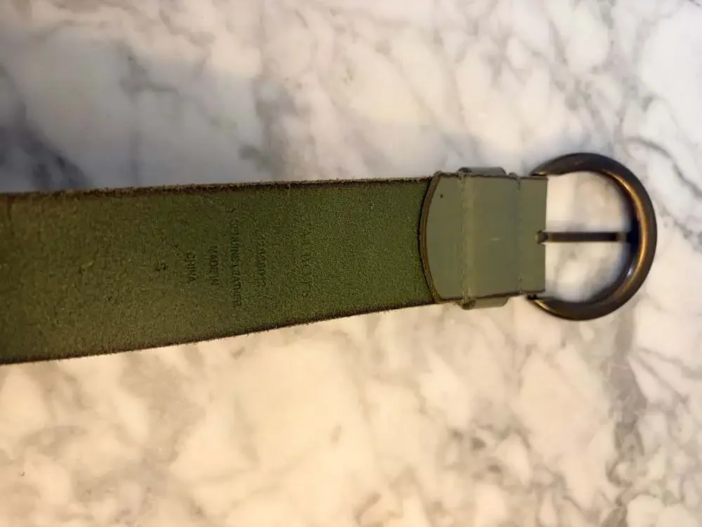 Talbots Olive Green Genuine Leather Studded Belt - Picture 3 of 8